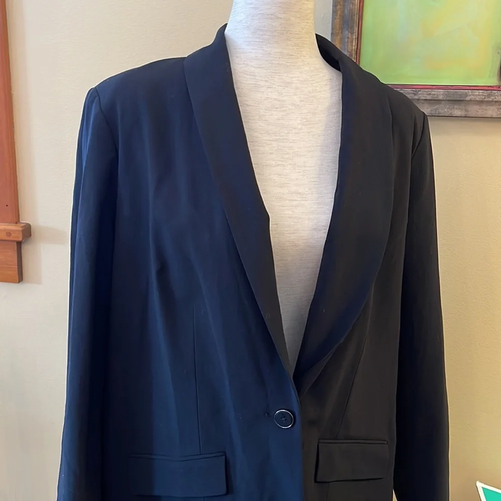 New Universal Standard Black Blazer Fitted Single Button Blazer Size 16 Longer - Picture 5 of 11
